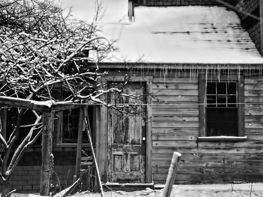 Vintage Photograph Little House in Winter Photograph by Cathy Anderson