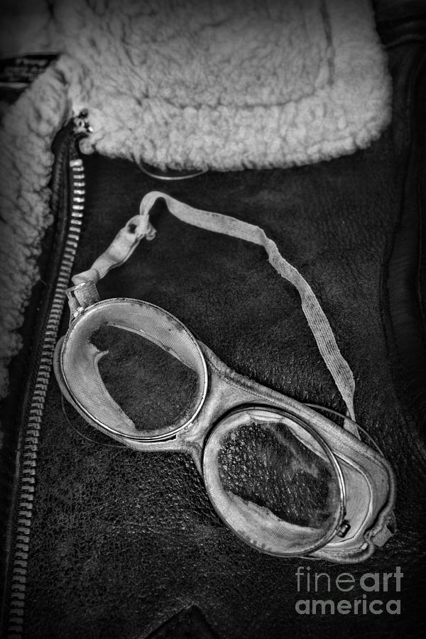 Vintage Pilot Gear in Black and White Photograph by Paul Ward