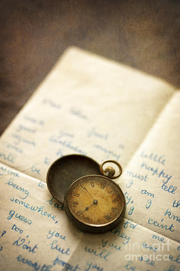 Vintage Photograph - Vintage Pocket Watch And Letter by Lee Avison