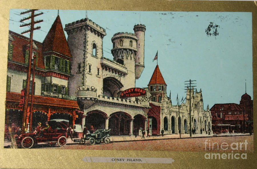 Vintage postcard of Coney Island in New York Digital Art by Patricia Hofmeester