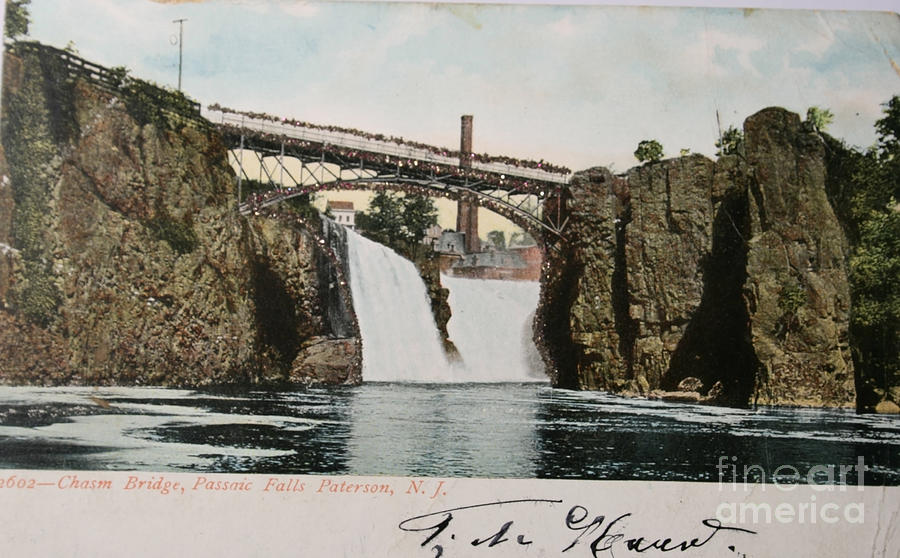 Vintage postcard with bridge in Patterson NJ in 1906 Photograph by Patricia Hofmeester