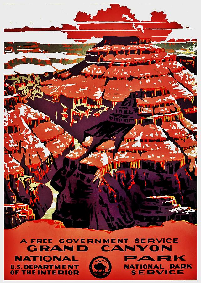 Vintage Poster - Grand Canyon National Park Photograph by Benjamin Yeager