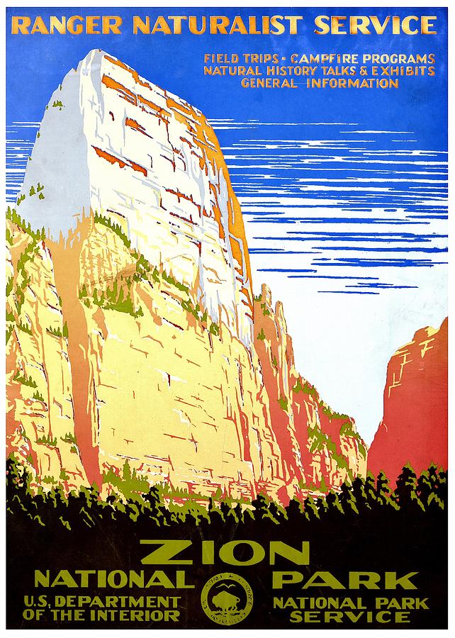 Vintage Poster - Zion National Park Photograph by Benjamin Yeager