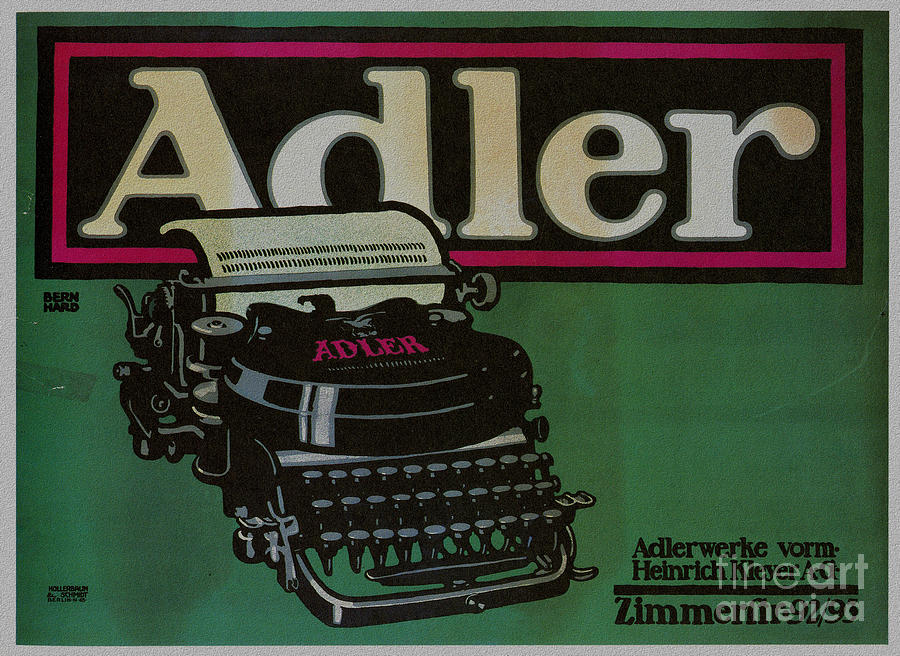 Vintage poster Adler typewriters Digital Art by Vintage Collectables