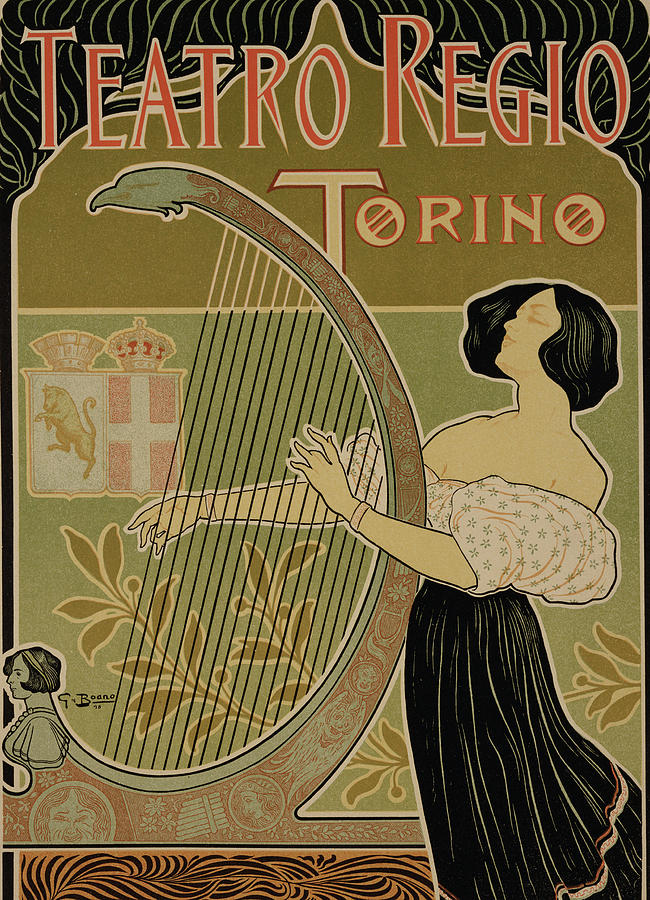 Music Drawing - Vintage Poster advertising the Theater Royal Turin by Italian School