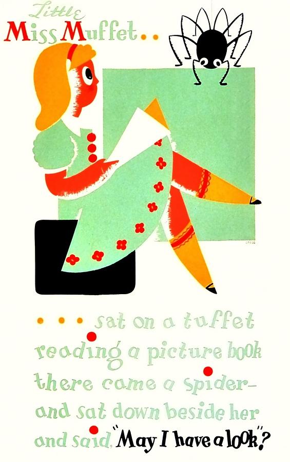 Vintage Poster - Reading - Miss Muffet Photograph by Benjamin Yeager