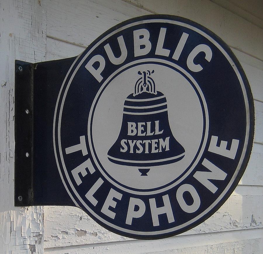 Vintage Sign Photograph - Vintage Public Telephone by Crow River North Photography