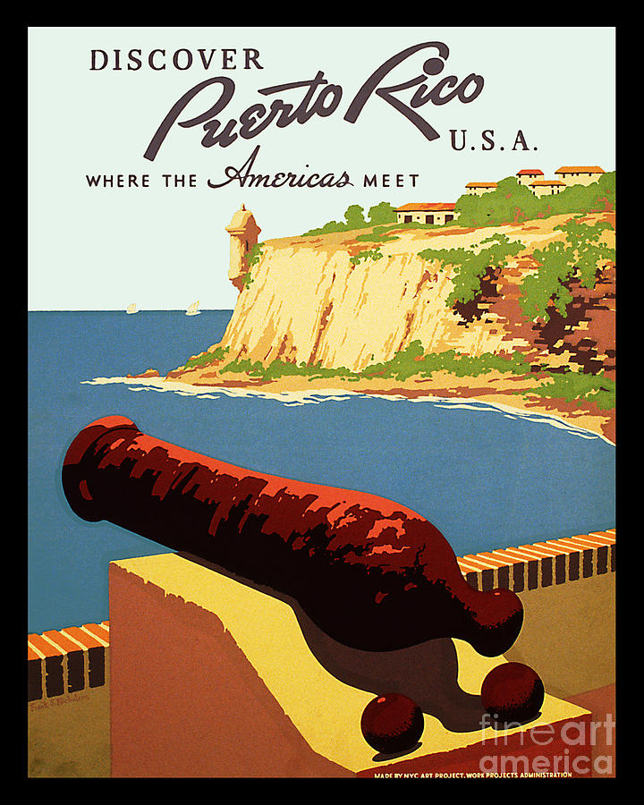 Vintage Drawing - Vintage Puerto Rico Travel Poster by Jon Neidert