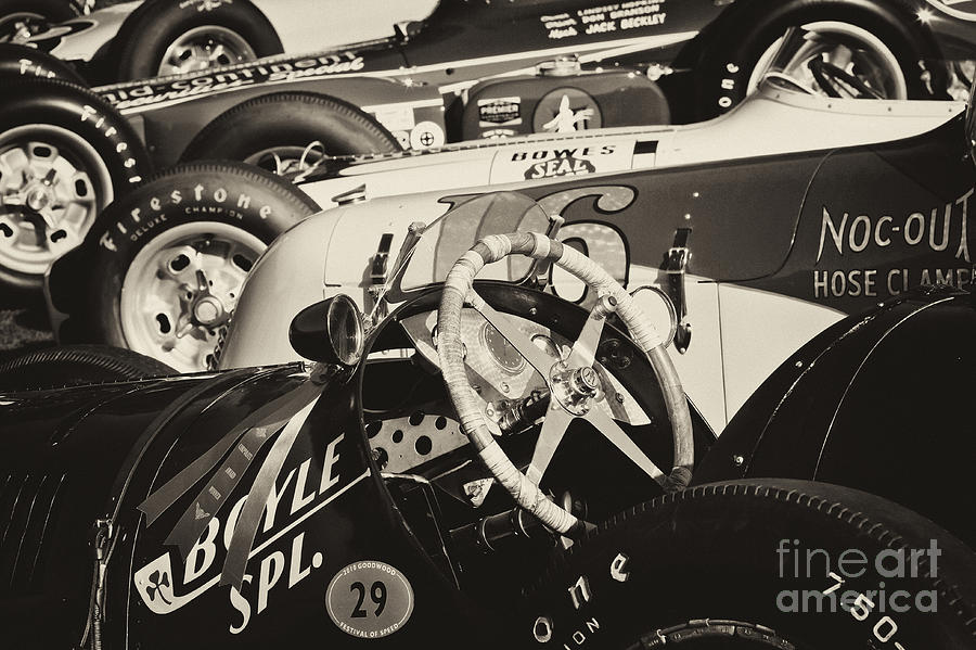 Vintage Racecars monochrome Photograph by Dennis Hedberg