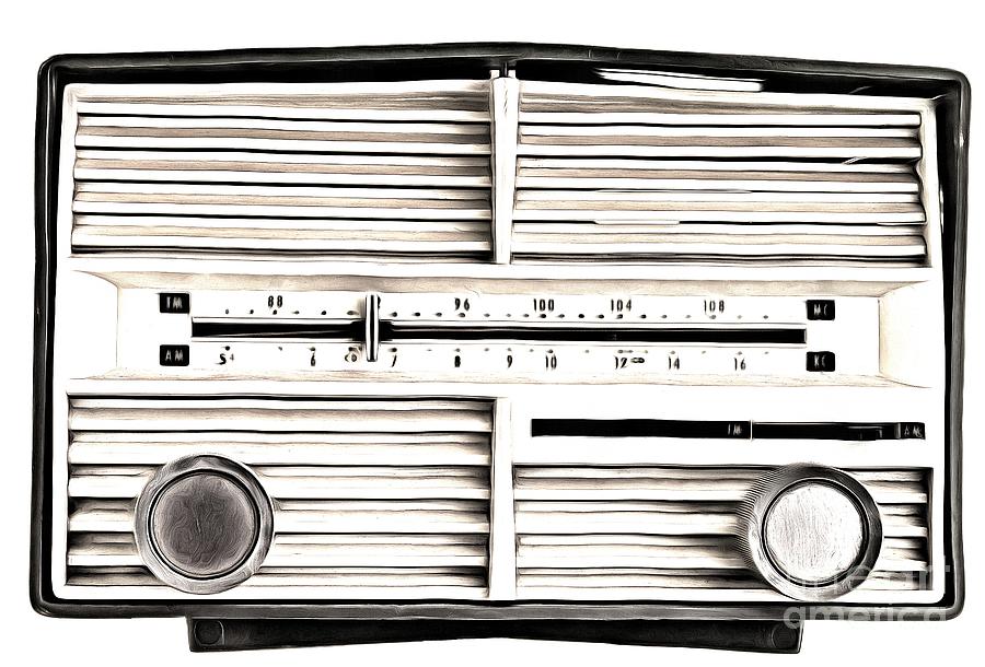 Vintage Radio Black White Photograph by Edward Fielding