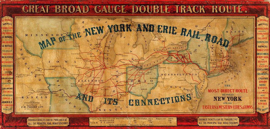 Vintage Railroad Map 1855 Photograph by Andrew Fare