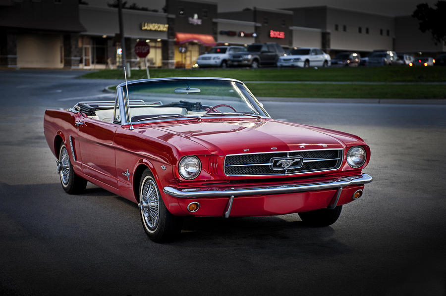 Vintage Red 1966 Ford Mustang V8 Convertible E48 Photograph By Wendell