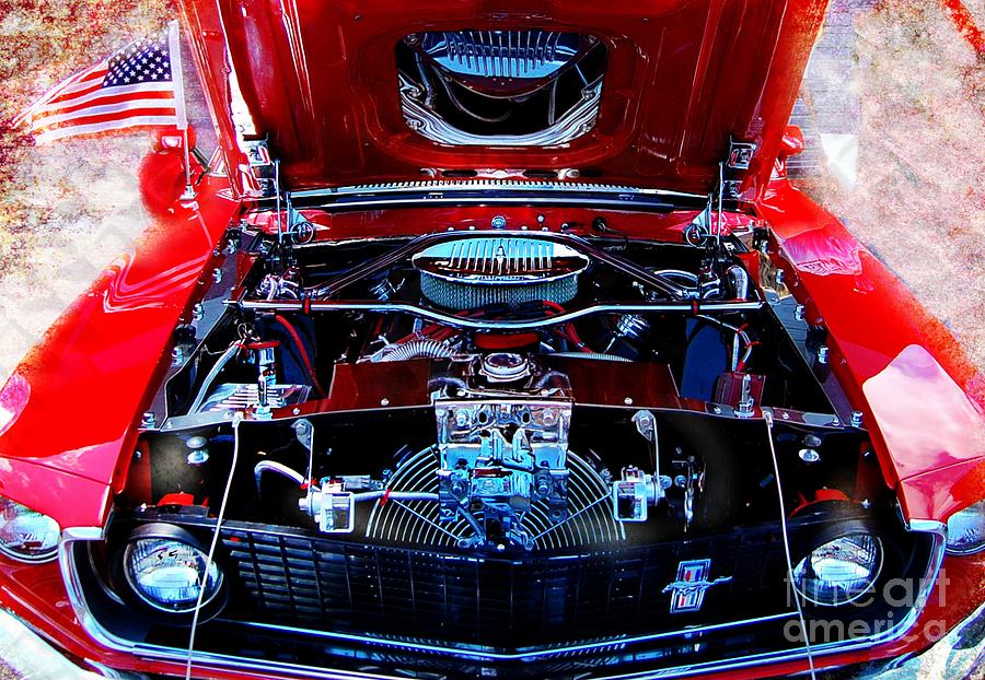 Vintage  Red Mustang Photograph by Peggy Franz