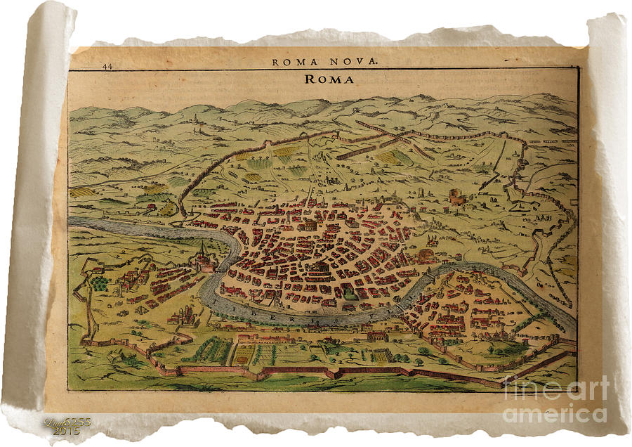 Vintage Digital Art - Vintage Rome Italy 1627 Map by Melissa Messick