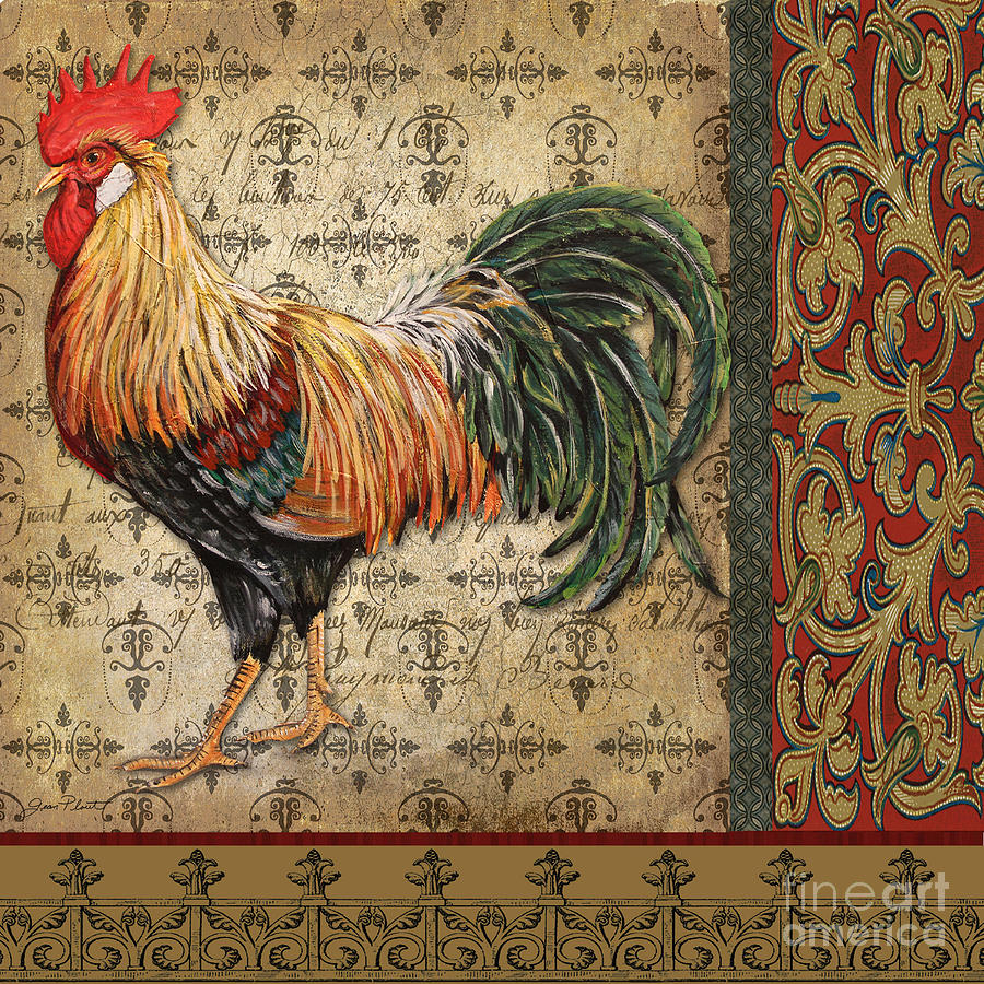 Vintage Rooster-D Painting By Jean Plout - Fine Art America