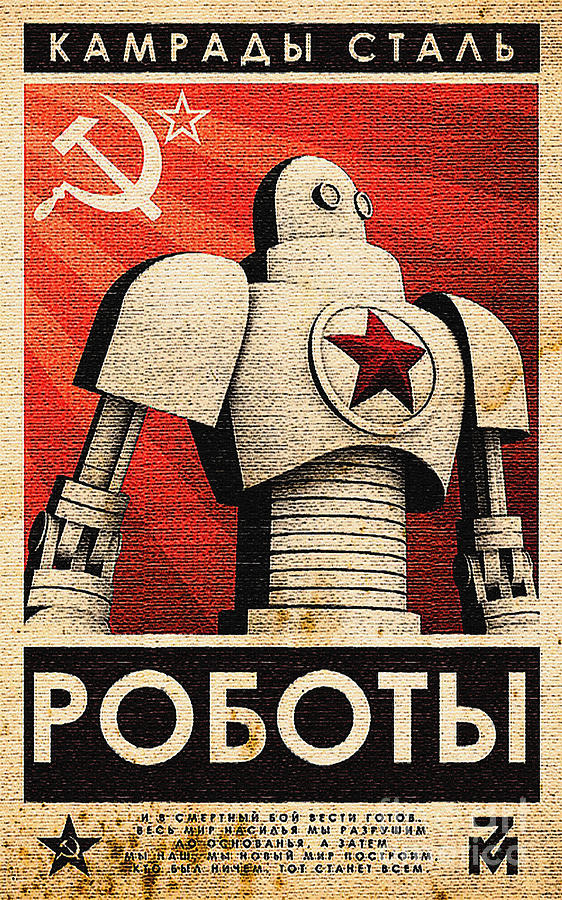 Vintage Russian Robot Poster Painting by Vintage Collectables