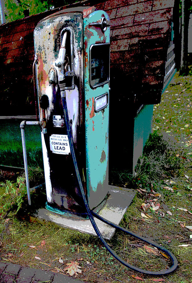Vintage Rusty Gas Pump Abstract Fine Art Photography Print  Photograph by Jerry Cowart
