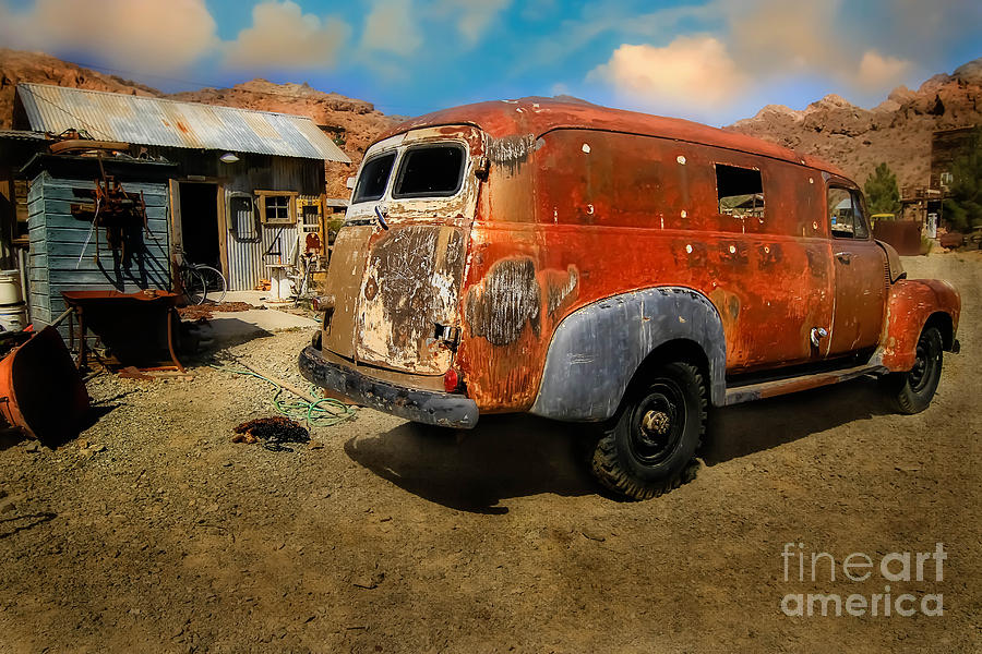 Vintage Photograph - Vintage Rusty Chevy Panel Truck by Brenda Giasson