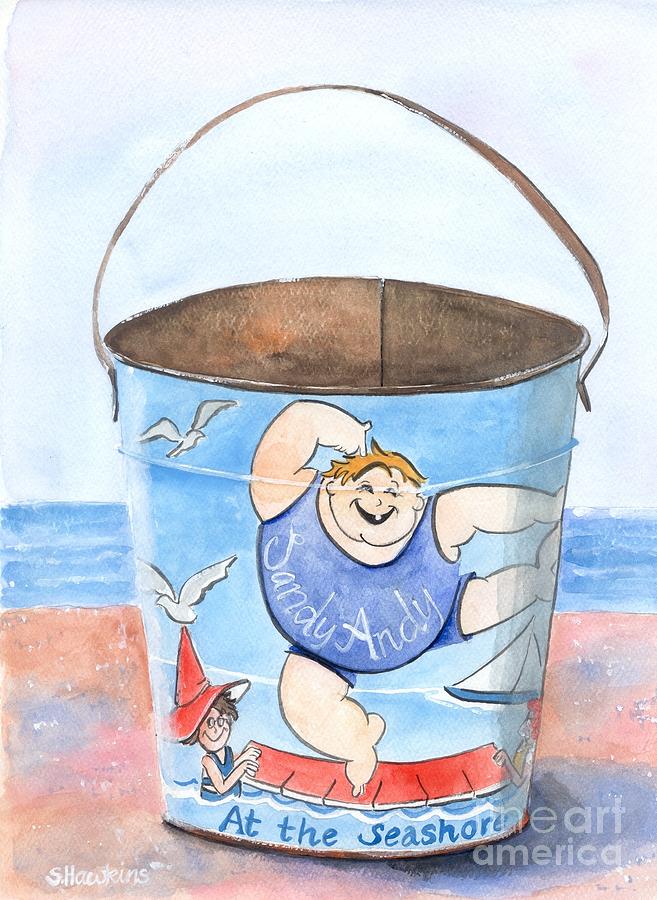 Beach Painting - Vintage Sand Pail Sandy Andy by Sheryl Heatherly Hawkins