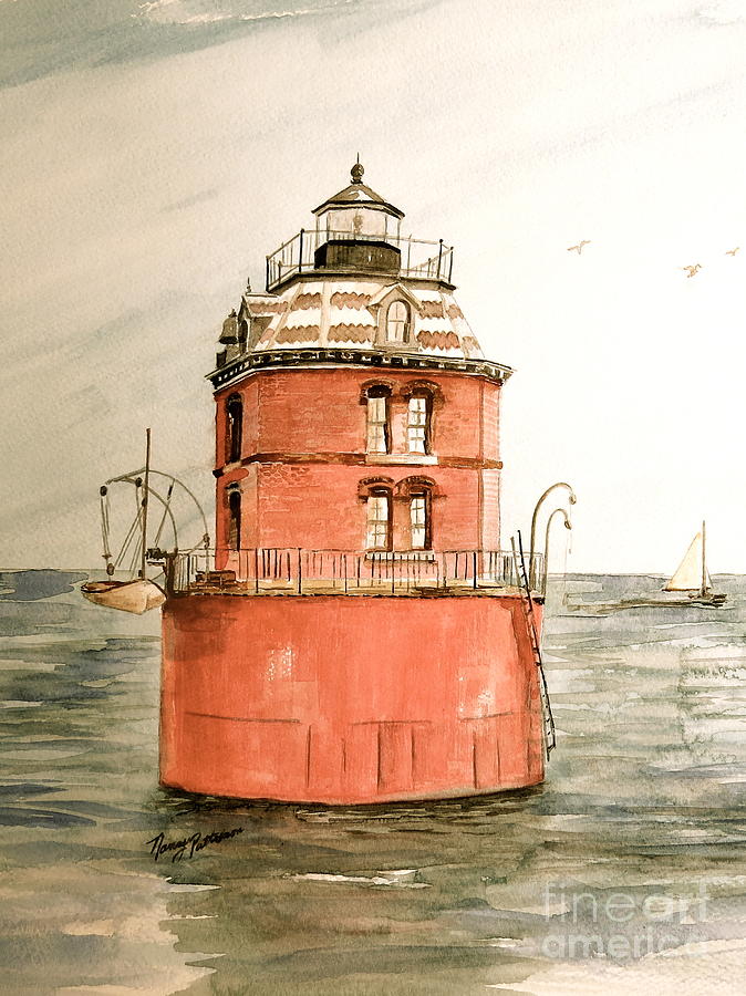 Vintage Sandy Point Light  Painting by Nancy Patterson