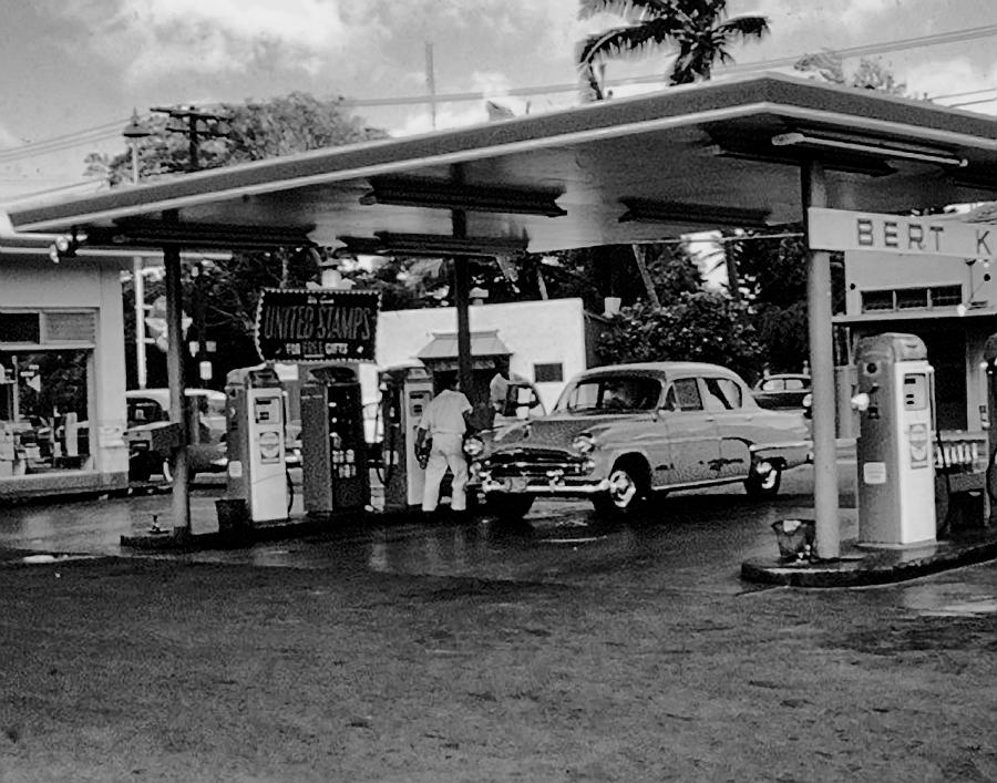 Vintage Scene From a Gas Station Photograph by Cathy Anderson