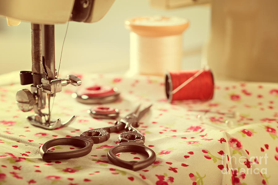 Vintage Photograph - Vintage Sewing Items by Amanda Elwell