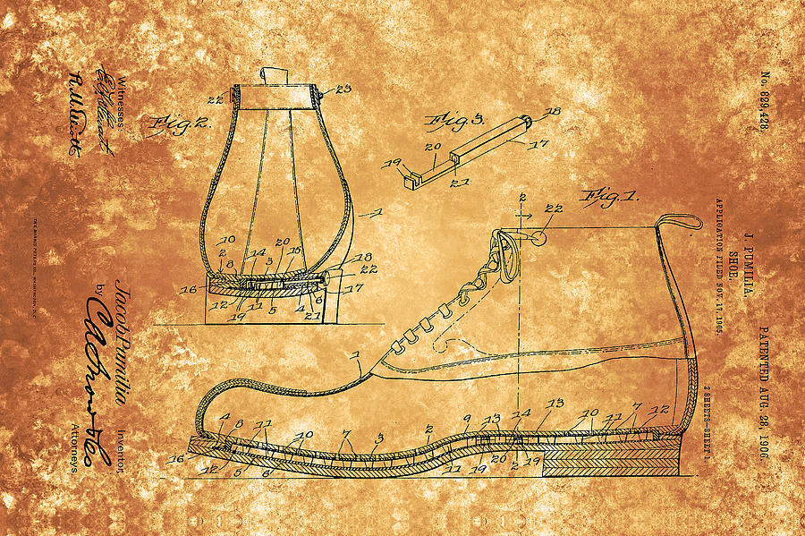 Vintage Shoe Patent From 1906 Painting by Celestial Images