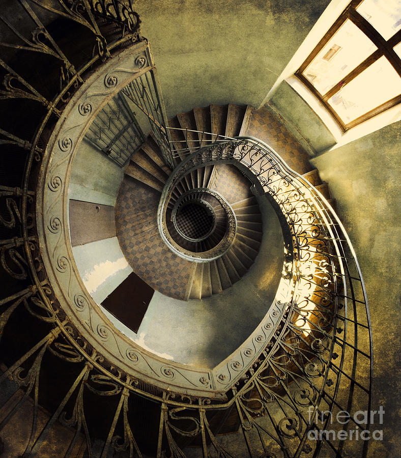 Vintage spiral staircase Photograph by Jaroslaw Blaminsky