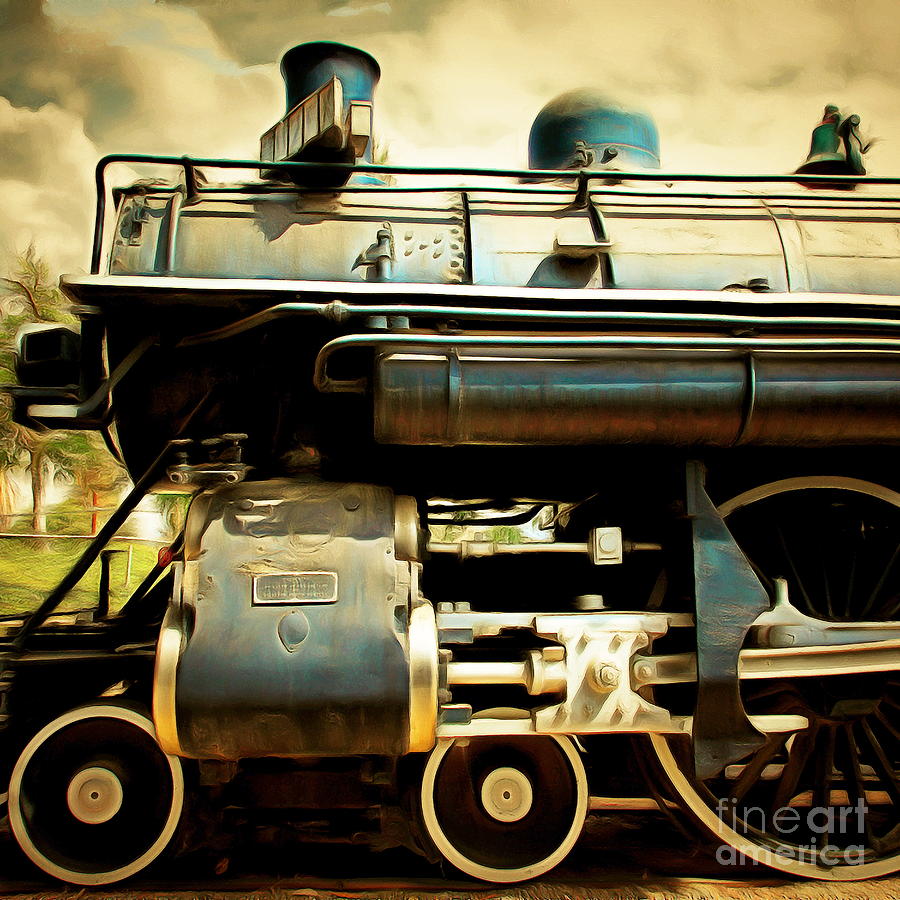Vintage Steam Locomotive 5D29112brun square Photograph by Wingsdomain Art and Photography