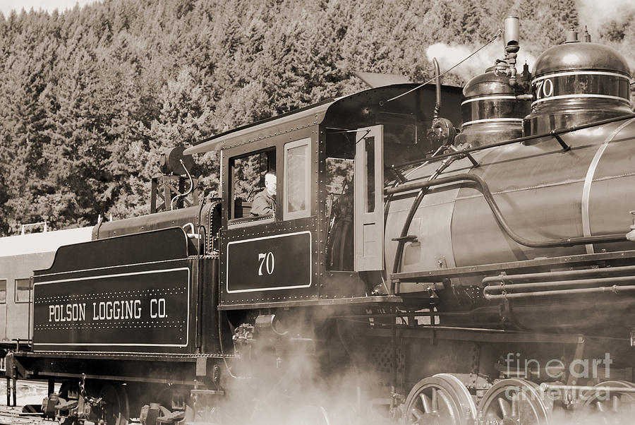 Vintage Steam Train Sepia Photograph by Connie Fox