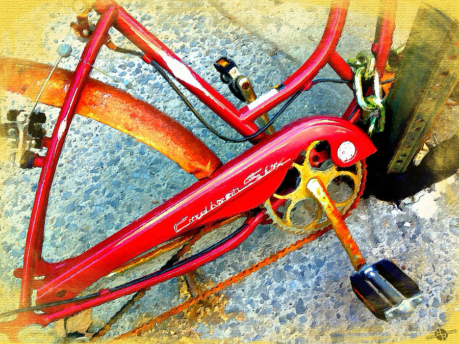 Bicycle Painting - Vintage Street Bicycle Detail by Tony Rubino