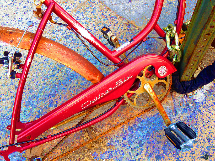 Bicycle Painting - Vintage Street Bicycle Photo Detail by Tony Rubino