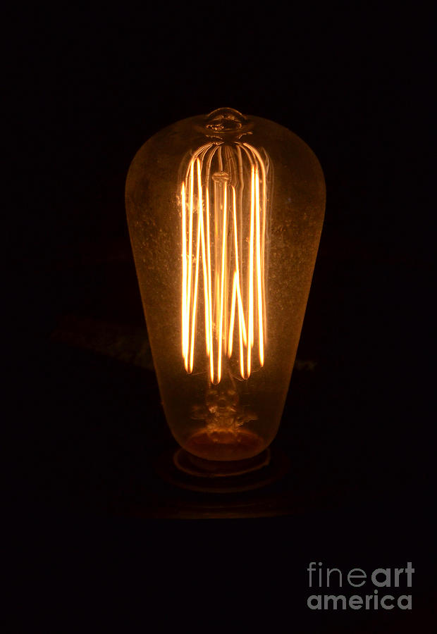 Vintage Style Lightbulb lit Photograph by Jill Battaglia