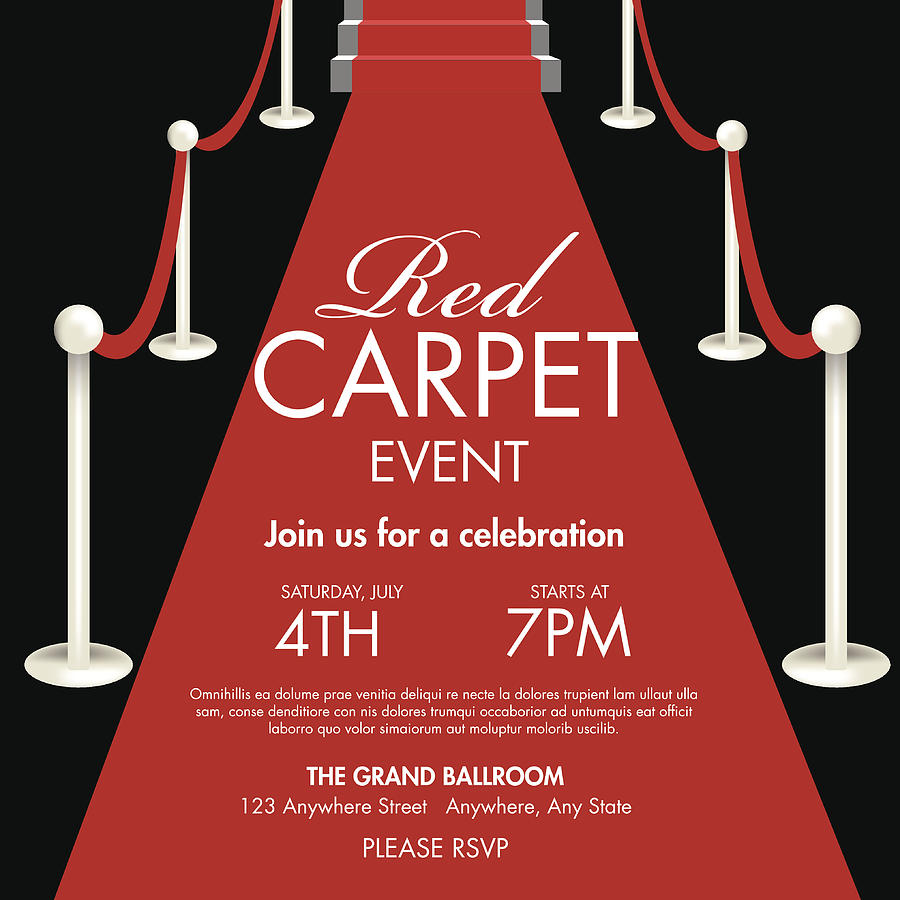 Vintage style Red and black Carpet Event ticket invitation template Drawing by JDawnInk