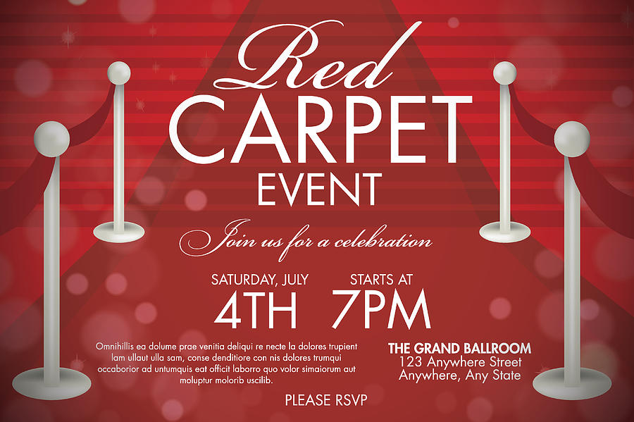 Vintage style Red Carpet  Event invitation template red stairs Drawing by JDawnInk