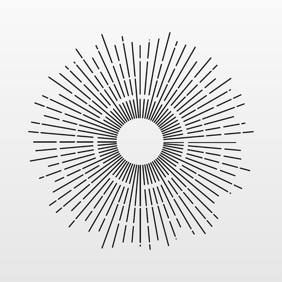 Abstract Drawing - Vintage Sun rays isolated on background. Modern simple flat fireworks sign. Business, internet concept. Trendy Simple vector starburst symbol for website design, button, mobile app. Logo illustration. by Igor Synyshyn