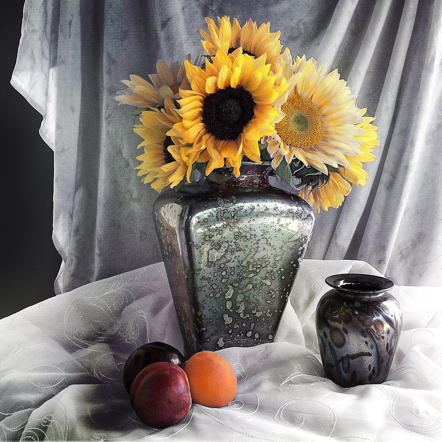 Vintage Sunflowers Still Life Photograph by Sandra Selle Rodriguez