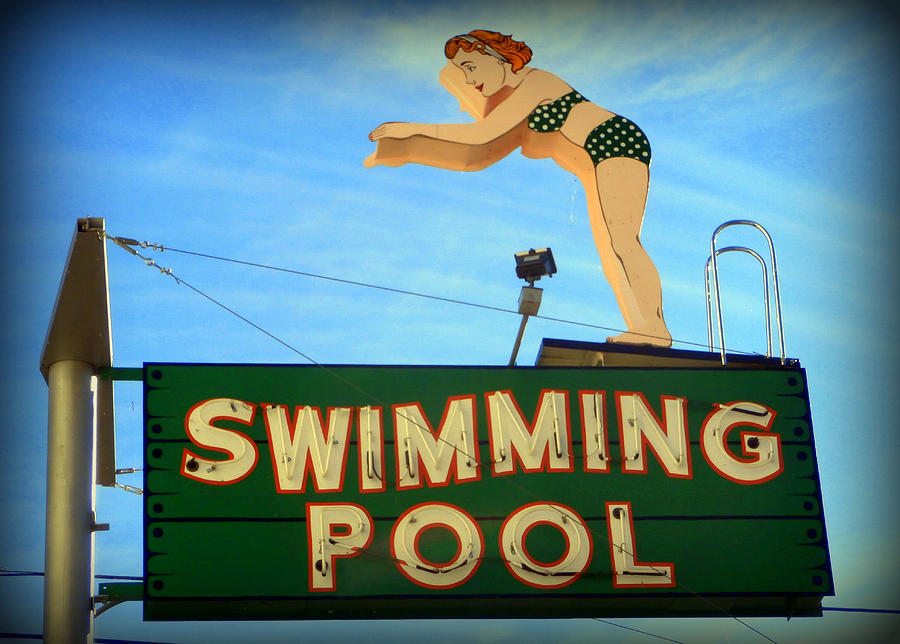 Vintage Swimming Lady Hotel Sign Photograph by Karyn Robinson