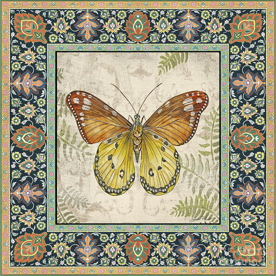 Vintage Tapestry Butterfly-b Painting By Jean Plout