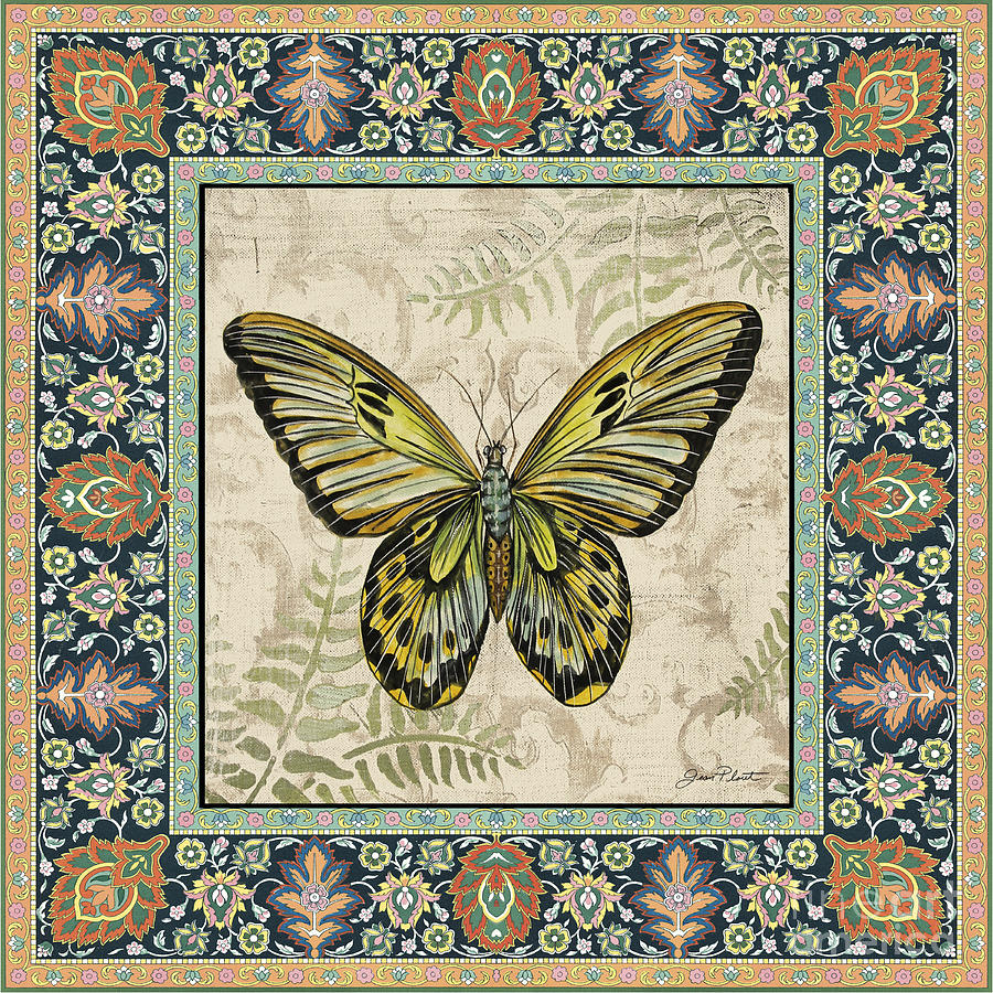 Vintage Tapestry Butterfly-C Painting by Jean Plout