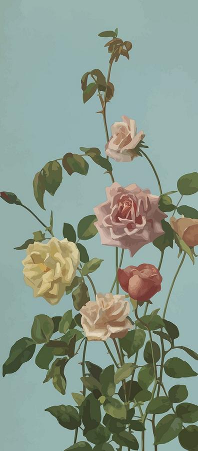 Vintage Tea Rose and Blush Roses Painting by Taiche Acrylic Art