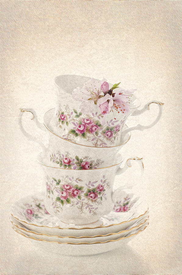 Vintage Photograph - Vintage Teacups by Amanda Elwell