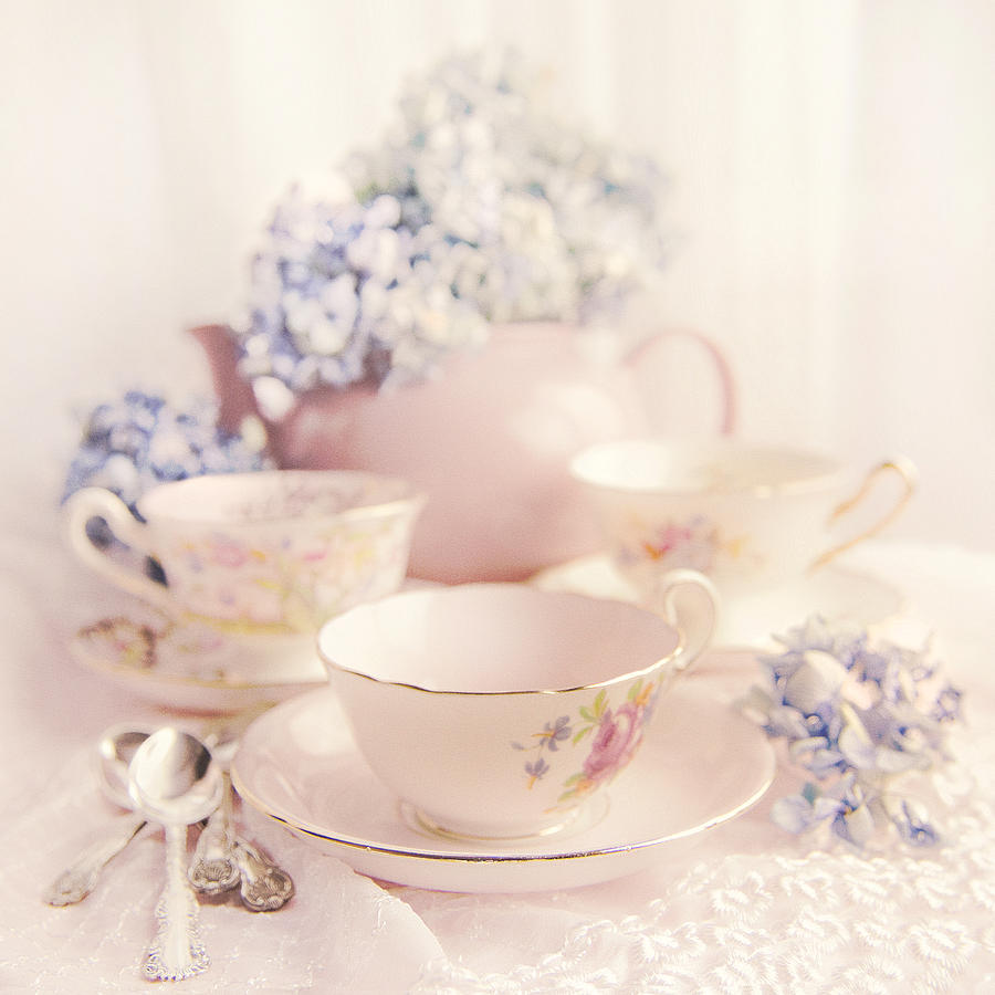 Still Life Photograph - Vintage Teacups by Theresa Tahara