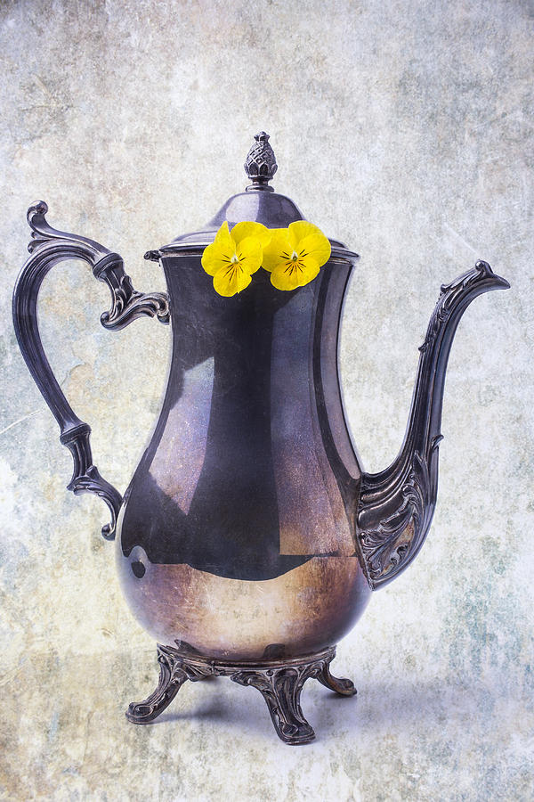 Teapot Photograph - Vintage Teapot With Pansies  by Garry Gay