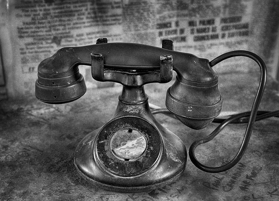 Vintage Telephone in Black and White  Photograph by Saija Lehtonen