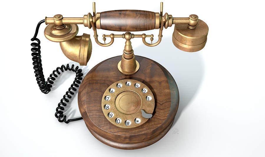 Vintage Digital Art - Vintage Telephone Isolated by Allan Swart