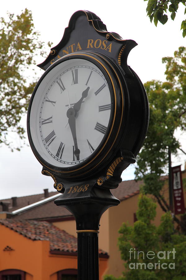 Vintage Town Clock In Historic Railroad Square District Santa Rosa California 5D25883 Photograph by Wingsdomain Art and Photography