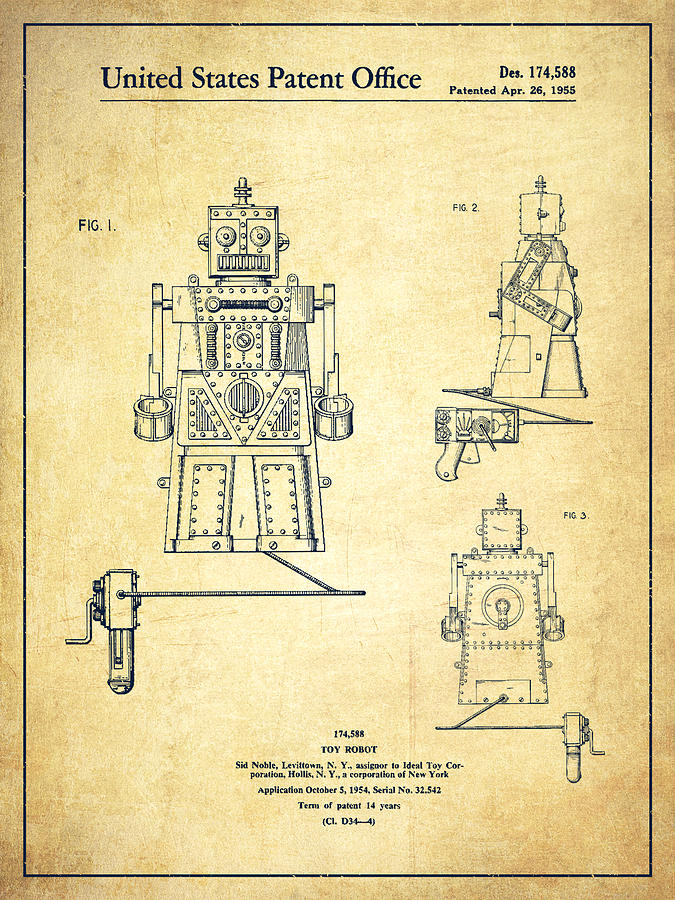 JP London Heavyweight Jetsons Rosie Robot Prepasted Removable Vintage Black Grid Poster Patent Art at 36 in by 24 in SPMURJSGLT08 