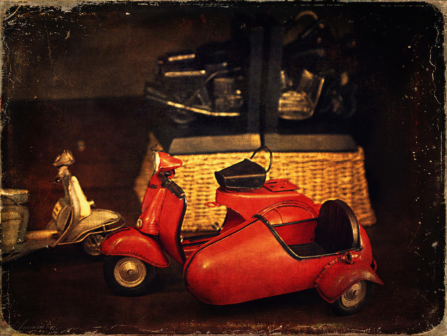Vintage Toys - Red Motorcycle Photograph by Maria Angelica Maira