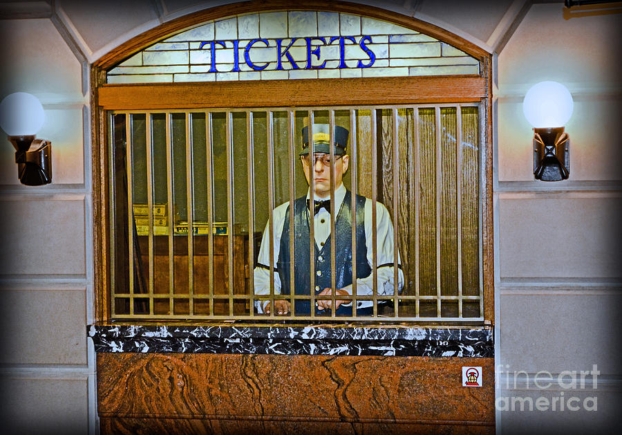 Vintage Photograph - Vintage Train Ticket Booth by Gary Keesler